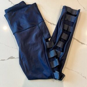 Victorias Secret, Metallic Blue knock out leggings with side cut out detail